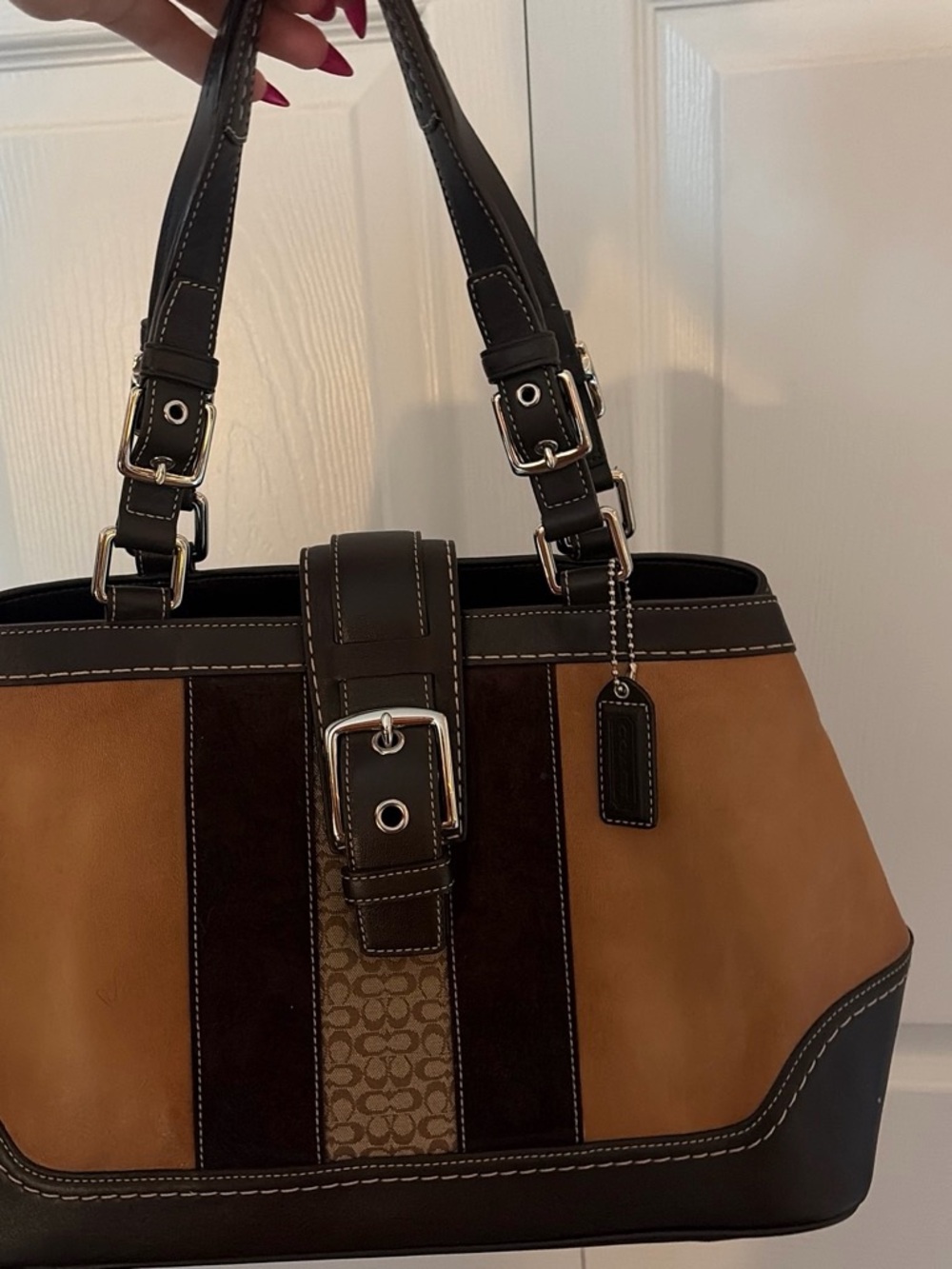 Vintage Coach Two-Tone Brown & Dark Brown Satchel